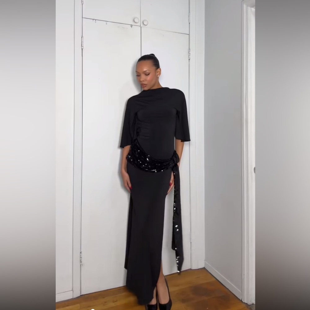 ZARA CUMMERBUND MIDI DRESS - Picture 13 of 17